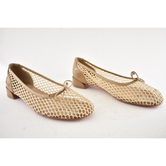 Christian Louboutin Sweetie Jane Mesh Flat Lionne Beige Nude Ballet Ballerina 39 - Picture 4 of 16